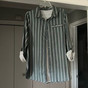 Green striped dress shirt